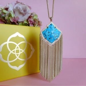 Kendra Scott Kingston 14k Gold Plated Bronze Veined Turquoise Necklace